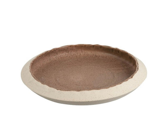 Plato Borde Ceramica Marrón/ ( 35.5x 35.5 x5.5cm)