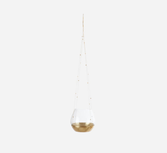 Porta velas “Nadja”- Metal dorado / vidrio