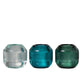 Porta velas Estrias Banda Cristal  / Azul-Verde- Blanco/ 9x9x9cm